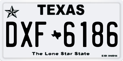 TX license plate DXF6186