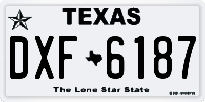 TX license plate DXF6187