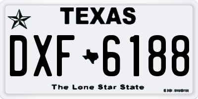 TX license plate DXF6188