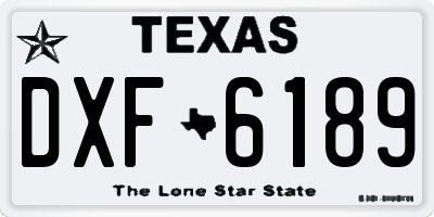 TX license plate DXF6189