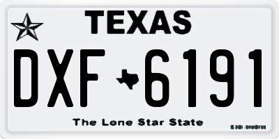 TX license plate DXF6191