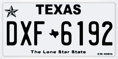 TX license plate DXF6192