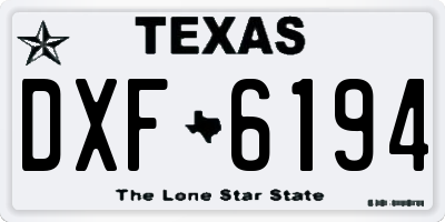 TX license plate DXF6194