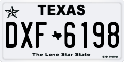 TX license plate DXF6198
