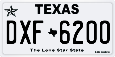 TX license plate DXF6200