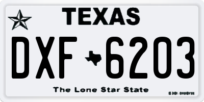 TX license plate DXF6203