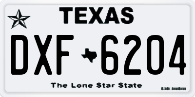 TX license plate DXF6204