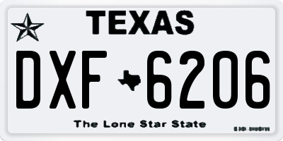 TX license plate DXF6206