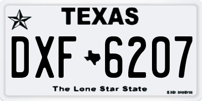 TX license plate DXF6207