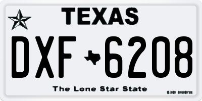 TX license plate DXF6208