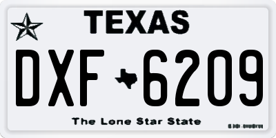 TX license plate DXF6209