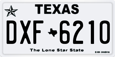 TX license plate DXF6210