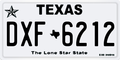 TX license plate DXF6212