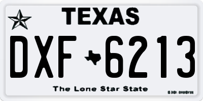 TX license plate DXF6213
