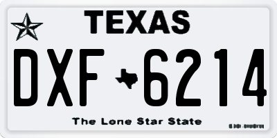 TX license plate DXF6214