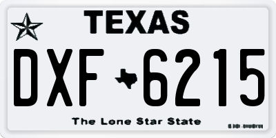 TX license plate DXF6215