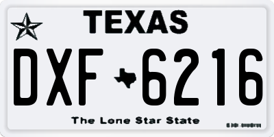 TX license plate DXF6216