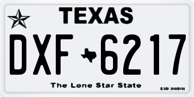 TX license plate DXF6217