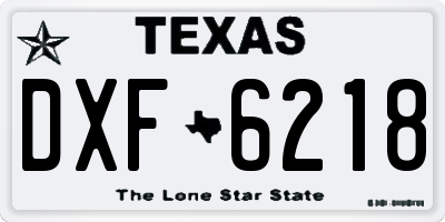 TX license plate DXF6218