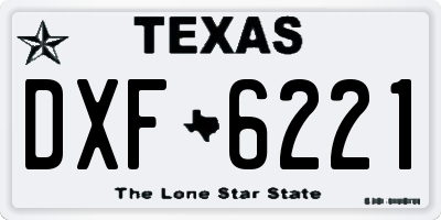 TX license plate DXF6221