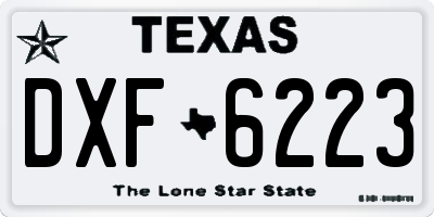 TX license plate DXF6223