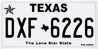 TX license plate DXF6226