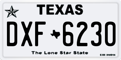 TX license plate DXF6230