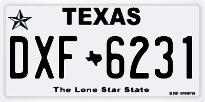 TX license plate DXF6231