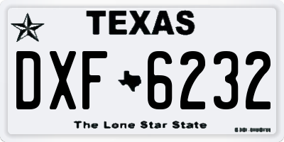 TX license plate DXF6232