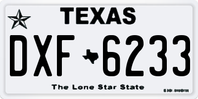 TX license plate DXF6233