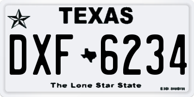 TX license plate DXF6234