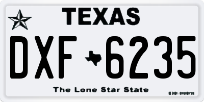 TX license plate DXF6235