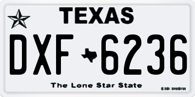 TX license plate DXF6236