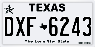 TX license plate DXF6243