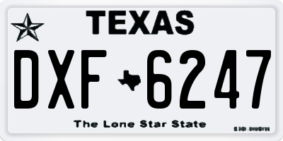 TX license plate DXF6247
