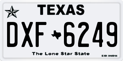 TX license plate DXF6249