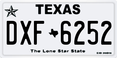 TX license plate DXF6252
