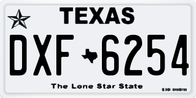 TX license plate DXF6254
