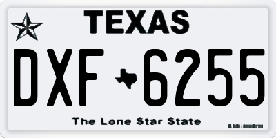TX license plate DXF6255