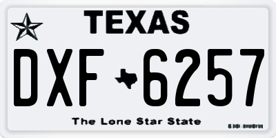 TX license plate DXF6257
