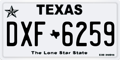 TX license plate DXF6259