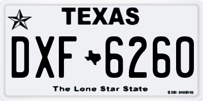 TX license plate DXF6260