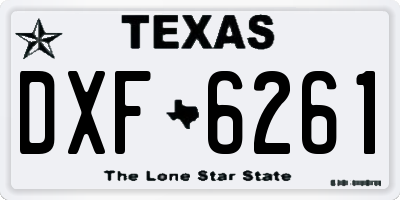 TX license plate DXF6261