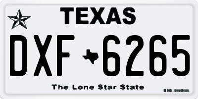 TX license plate DXF6265