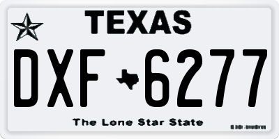 TX license plate DXF6277