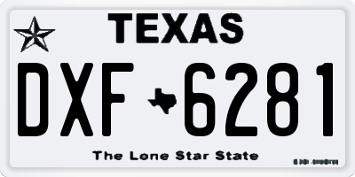 TX license plate DXF6281