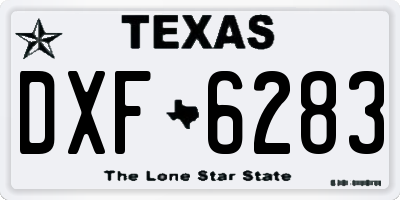 TX license plate DXF6283