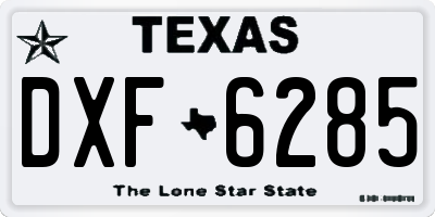 TX license plate DXF6285