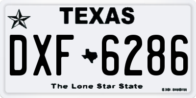 TX license plate DXF6286