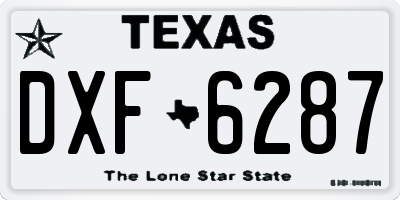 TX license plate DXF6287
